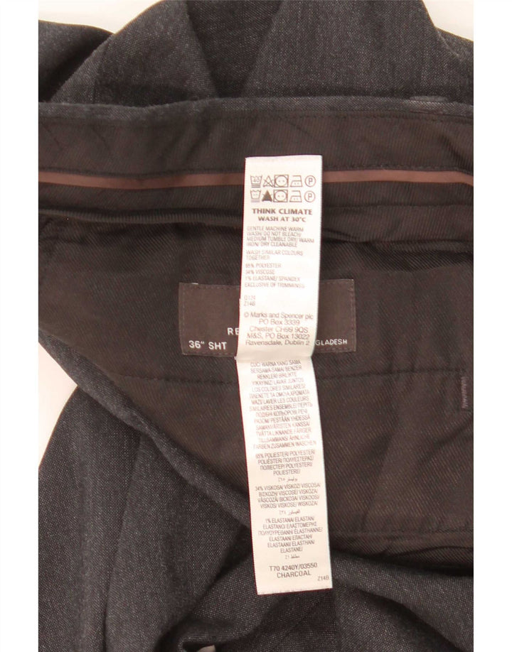 Męskie proste spodnie chino Marks & Spencer W36 L29 Szare nakrapiane