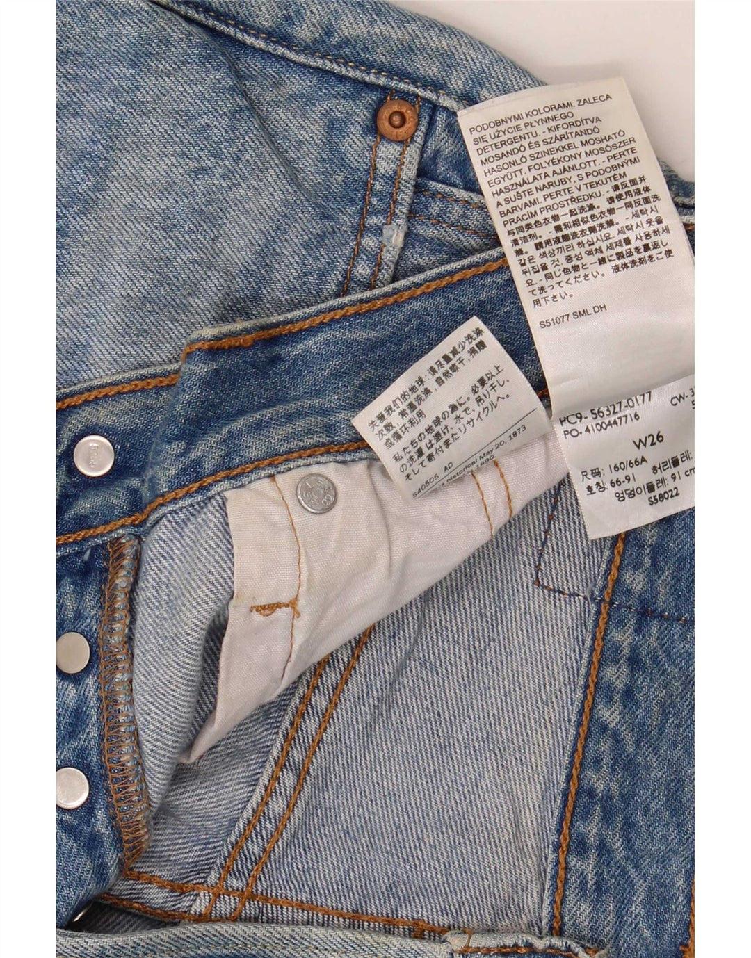 Damskie spodenki jeansowe Levi's 501 W26 Małe, niebieskie, bawełniane