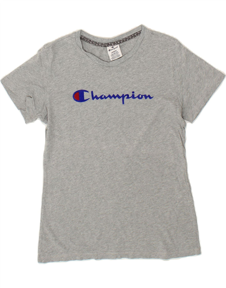CHAMPION Womens Graphic T-Shirt Top UK 14 Large Grey Vintage Champion and Second-Hand Champion from Messina Hembry 
