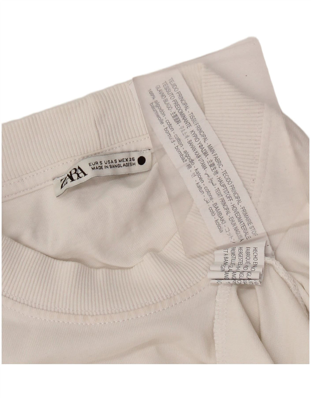 T-shirt męski Zara, mały, bawełniany w kolorze złamanej bieli