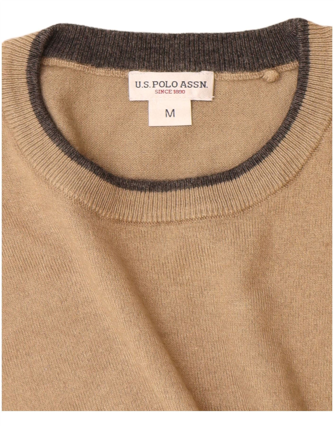 US Polo Assn. Męski sweter z okrągłym dekoltem, średni beż