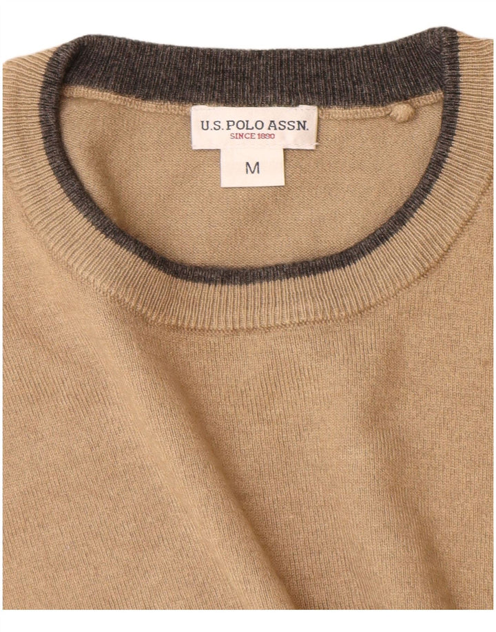 US Polo Assn. Męski sweter z okrągłym dekoltem, średni beż