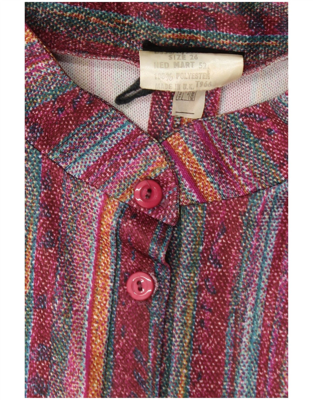 Damska sukienka podstawowa VINTAGE UK 26 4XL Burgundowy poliester w paski