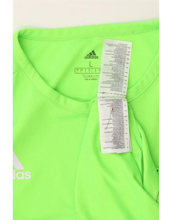 Adidas Męska koszulka Climalite Top, duża, zielona, poliestrowa z blokami kolorów