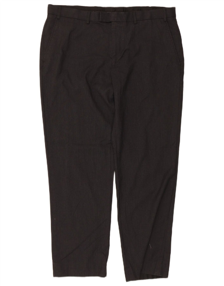 Marks & Spencer Damskie dopasowane proste spodnie garniturowe W38 L29 Szara wiskoza