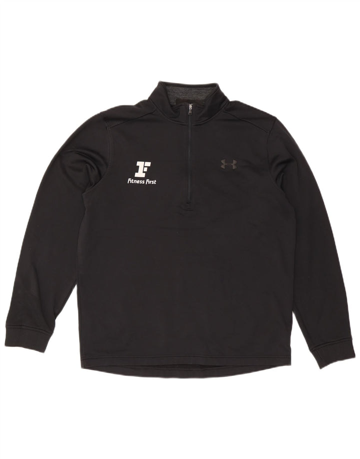 Męski sweter Under Armour Cold Gear z grafiką i zamkiem błyskawicznym, średni czarny