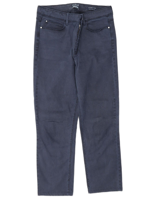 Damskie, obcisłe spodnie z wysokim stanem W30 L25 granatowe