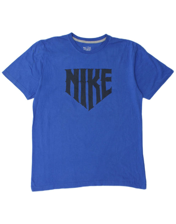 Męski T-shirt z grafiką Nike o standardowym kroju, duży, niebieski, bawełniany