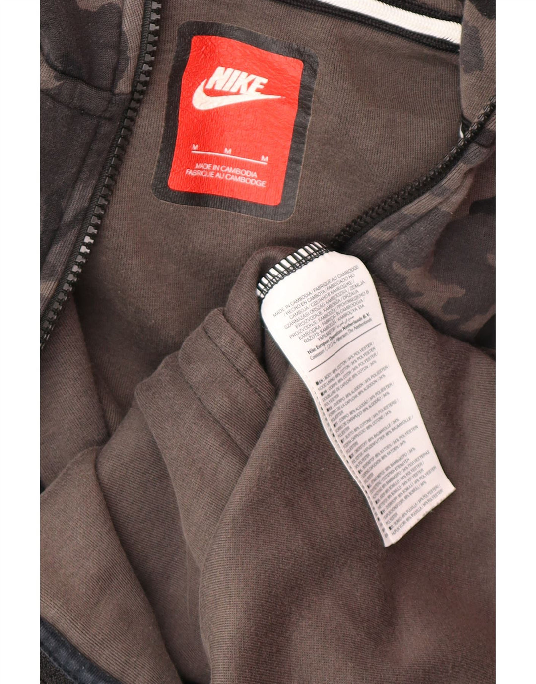 Męski sweter z kapturem i zamkiem Nike, średnioszary, bawełniany kamuflaż