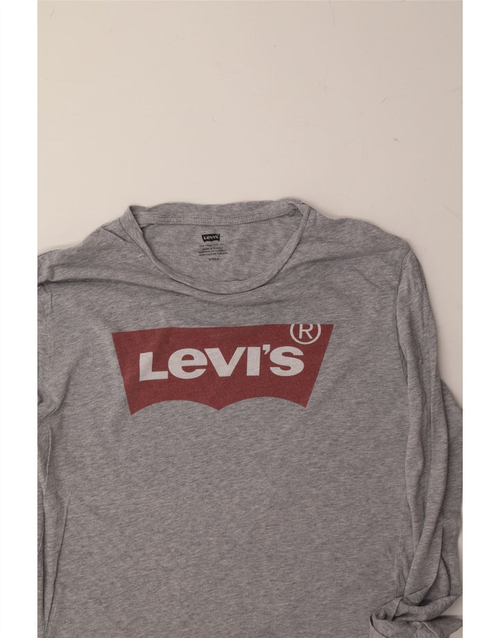 LEVI'S Mens Graphic Top Long Sleeve Small Grey Cotton Vintage Levi's and Second-Hand Levi's from Messina Hembry 