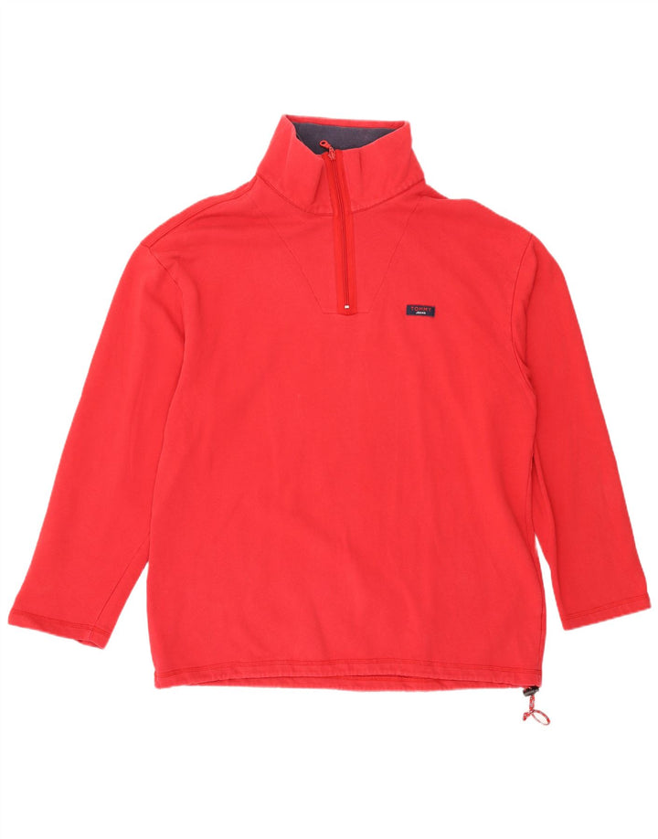 Męski top zapinany na zamek Tommy Hilfiger z długim rękawem, duży, czerwony, bawełniany