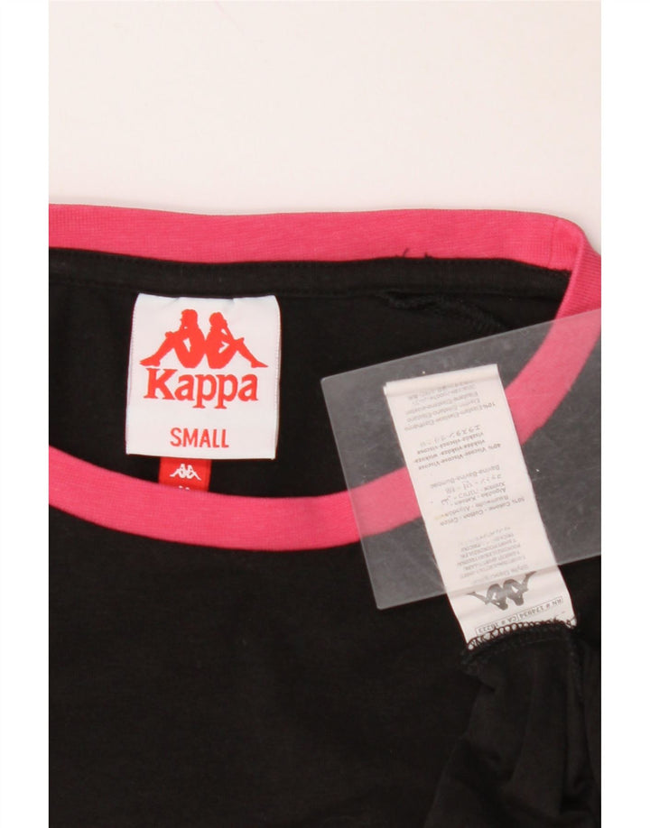 Damska koszulka KAPPA Crop Oversize z grafiką Top UK 10 Small Black Cotton