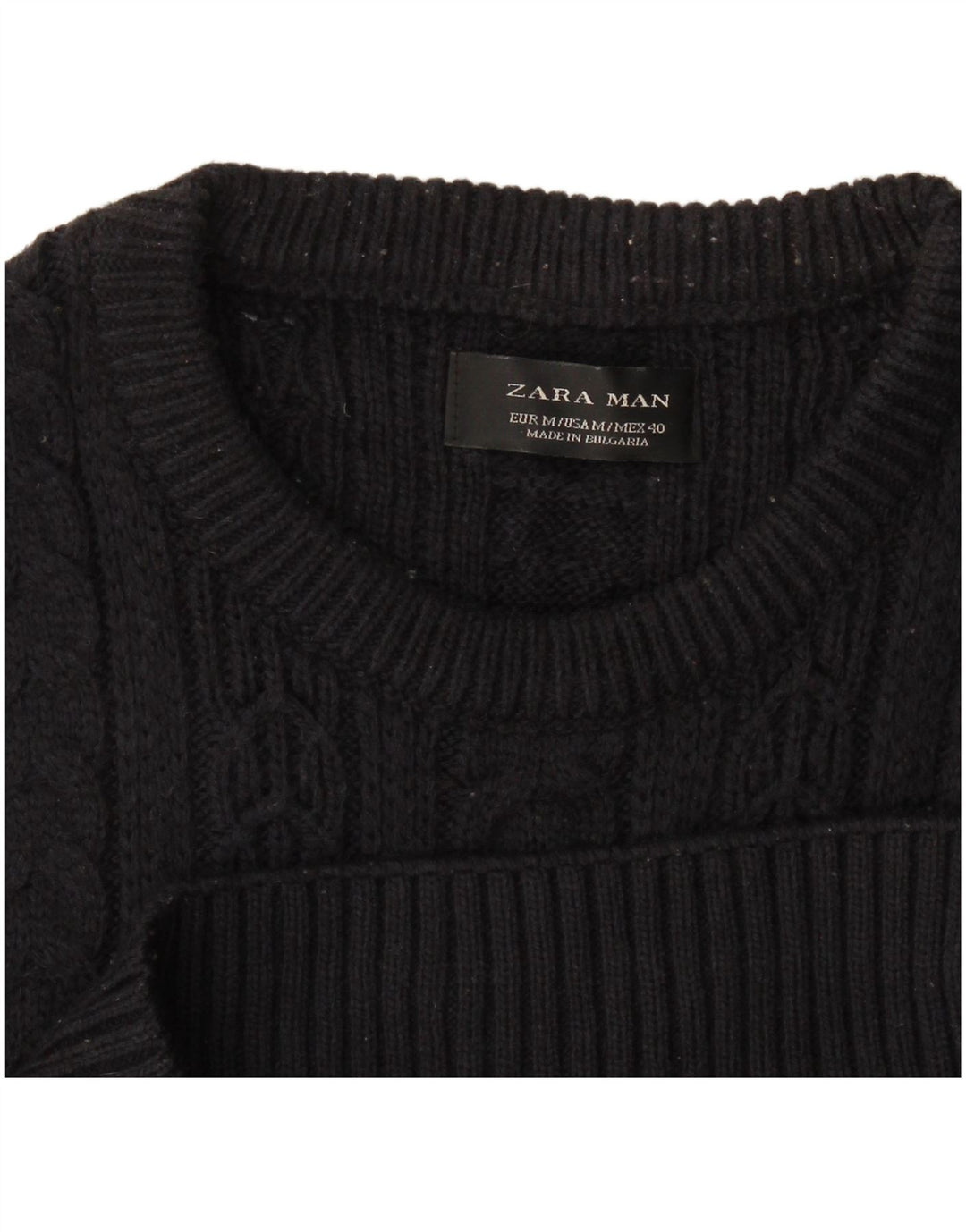 Męski sweter z okrągłym dekoltem Zara, średni granat