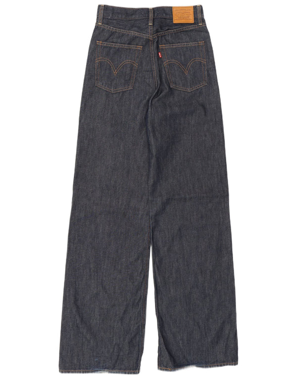 Damskie jeansy LEVI'S Ribcage z wysokim stanem i szeroką nogawką W27 L34 Granatowa bawełna