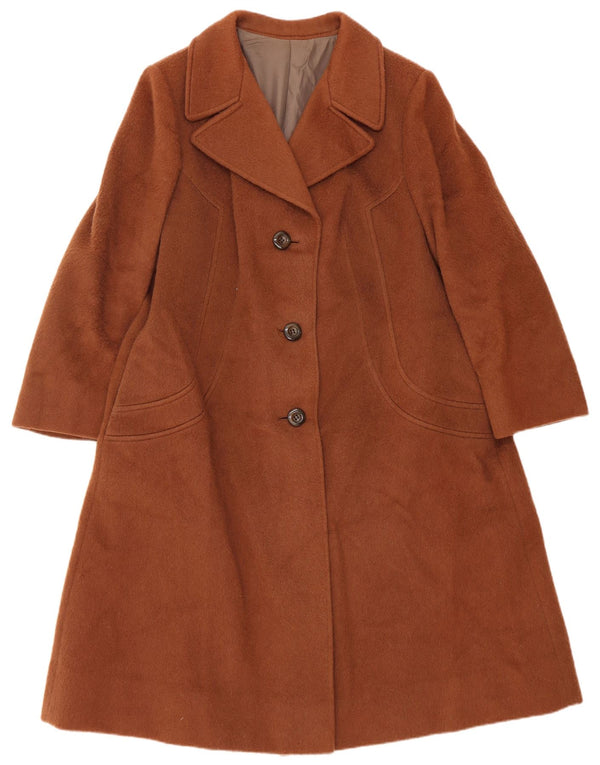 Płaszcz damski w stylu vintage UK 14 Średni brązowy, dziewicza wełna
