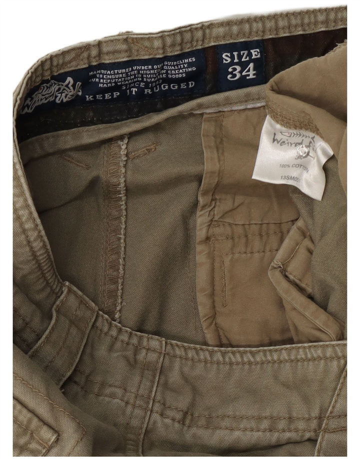 Męskie spodenki cargo Weird Fish W34, duże, bawełniane w kolorze khaki