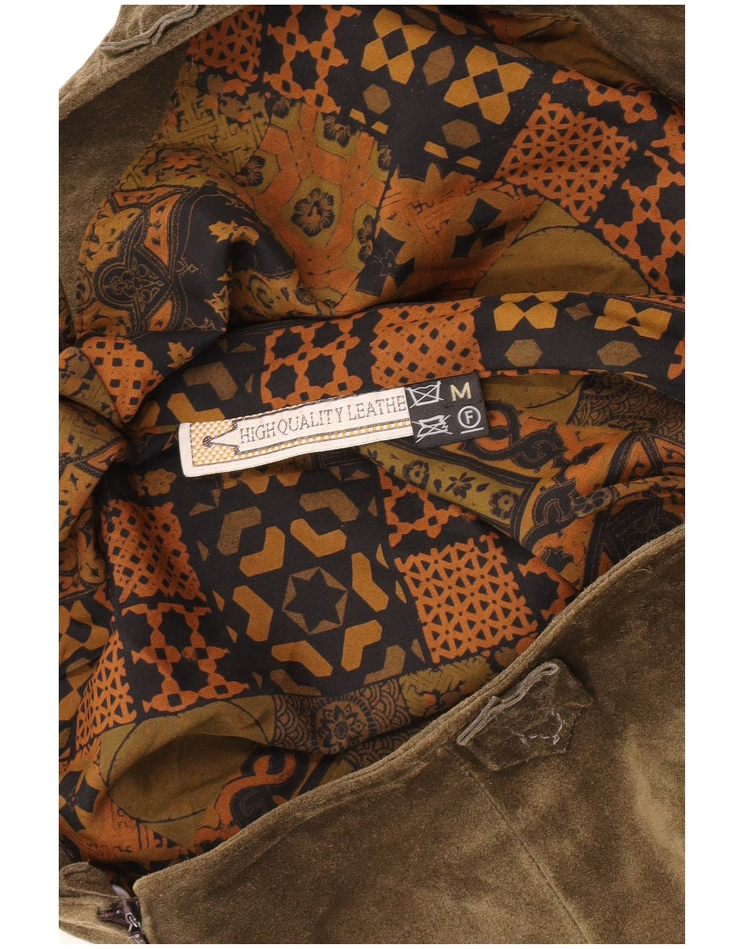 Damska spódnica zamszowa w stylu vintage, średnia skóra khaki W32