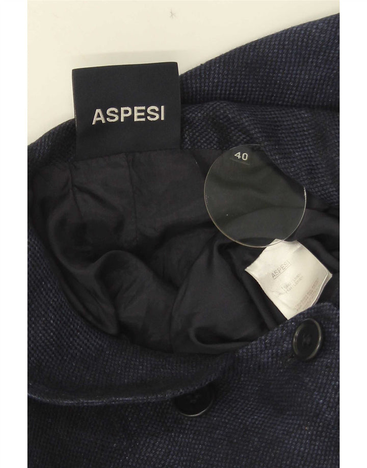 Damski płaszcz grochowy z rękawami 3/4 Aspesi IT 40 Small Blue Linen