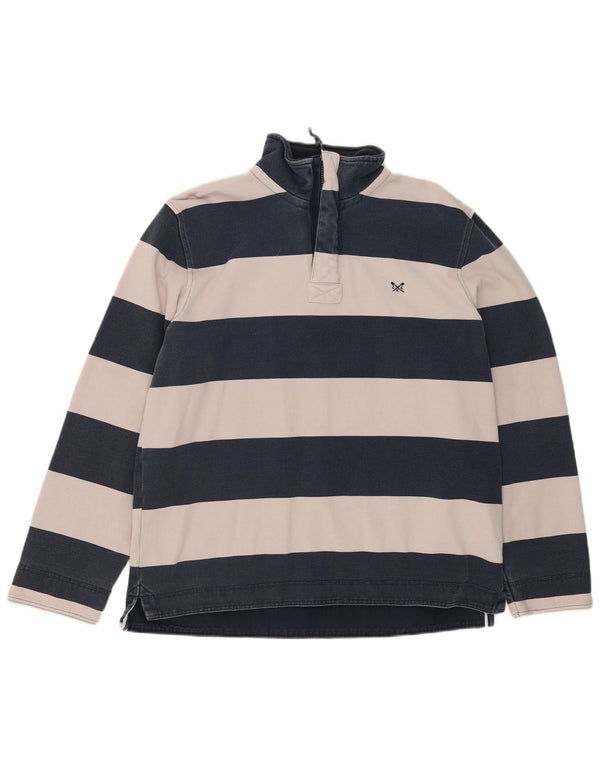 Crew Clothing Męska bluza z zamkiem błyskawicznym, sweter XL, bawełna w granatowe paski