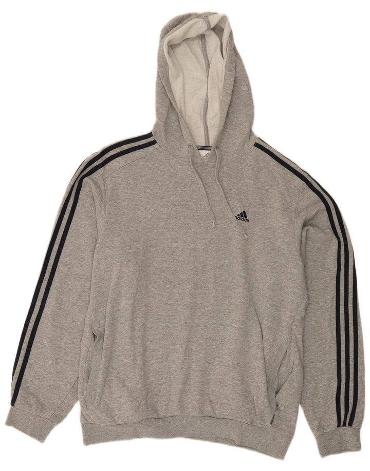 Męska bluza z kapturem Adidas, średnia, szara, bawełniana nakrapiana