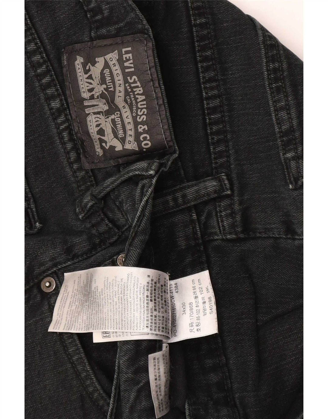 Męskie proste dżinsy Levi's W34 L30 Czarna bawełna
