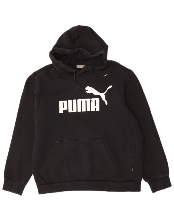 Męski sweter z kapturem Puma z grafiką, średni czarny, bawełniany
