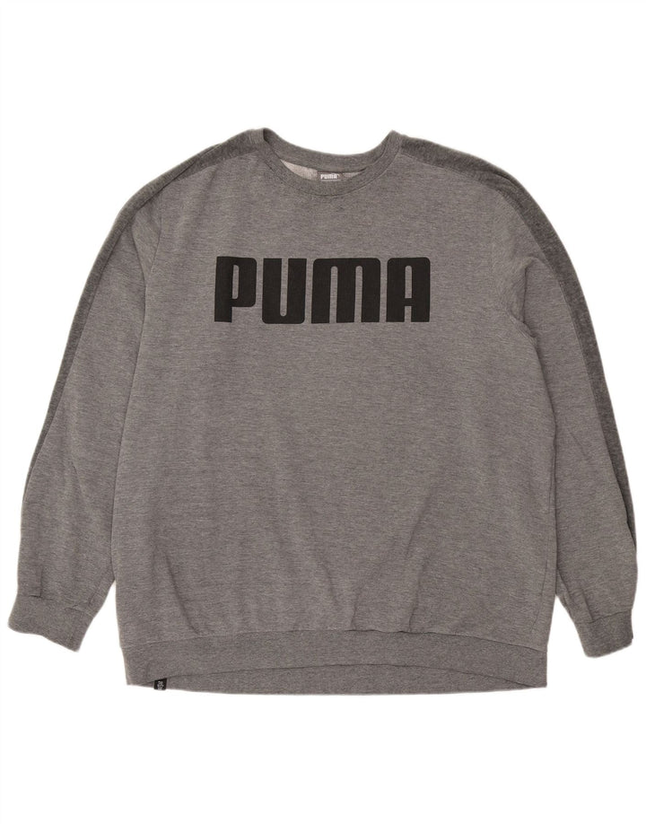 Męski sweter z grafiką PUMA, 2XL, szara bawełna