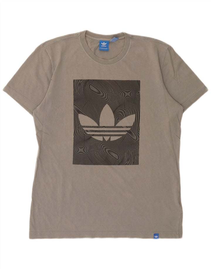Męska koszulka z grafiką ADIDAS, średnia szara bawełna