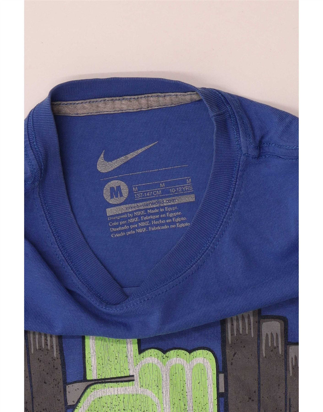 Chłopięcy T-shirt z grafiką Nike 10-11 lat, średni niebieski