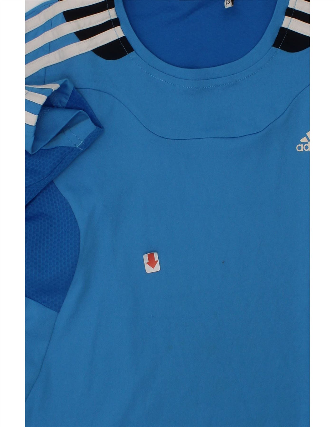 ADIDAS Boys Climacool T-Shirt Top 9-10 Years Blue Colourblock Polyester Vintage Adidas and Second-Hand Adidas from Messina Hembry 