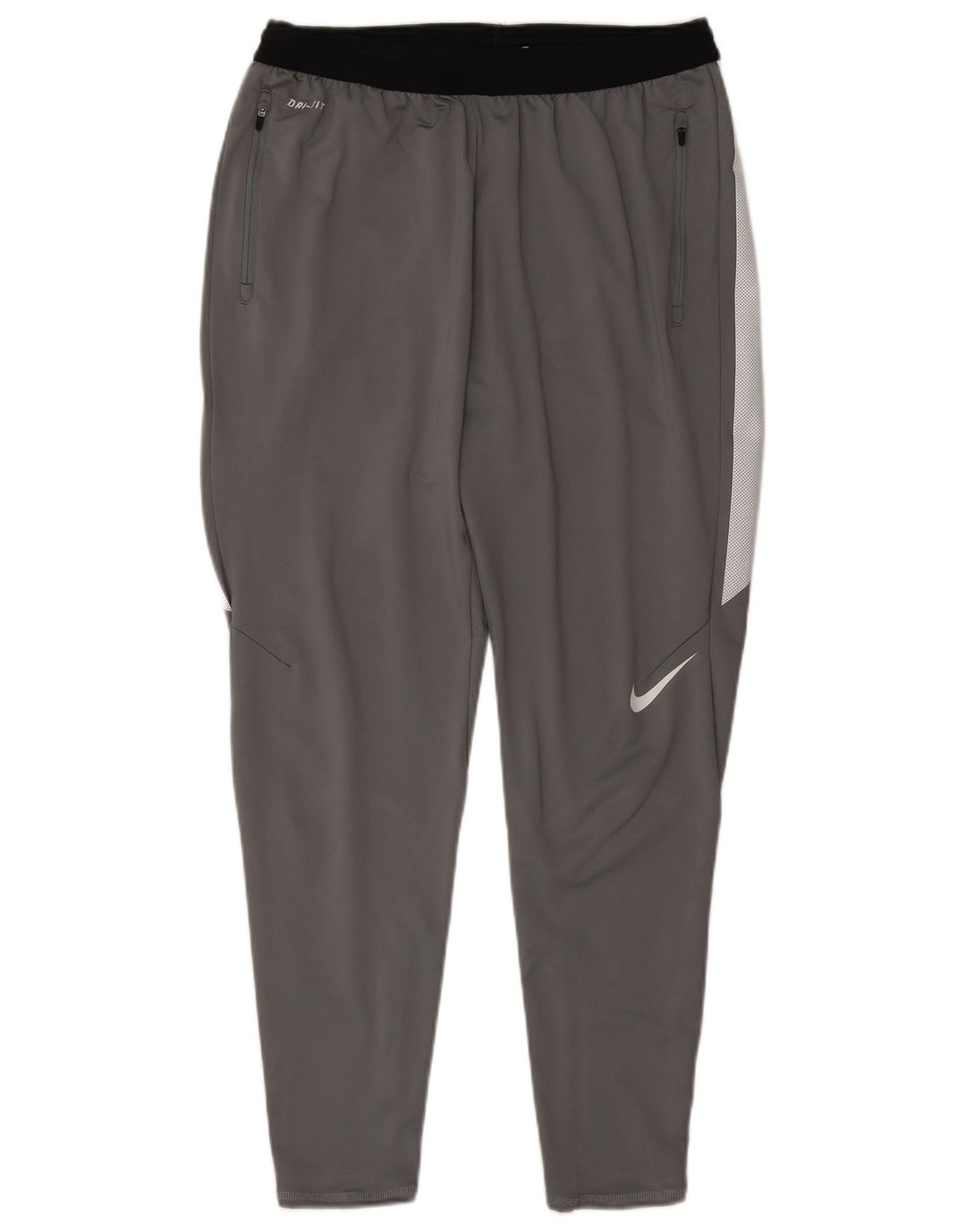 Męskie spodnie dresowe Nike Dri Fit, duży szary poliester z blokami kolorów