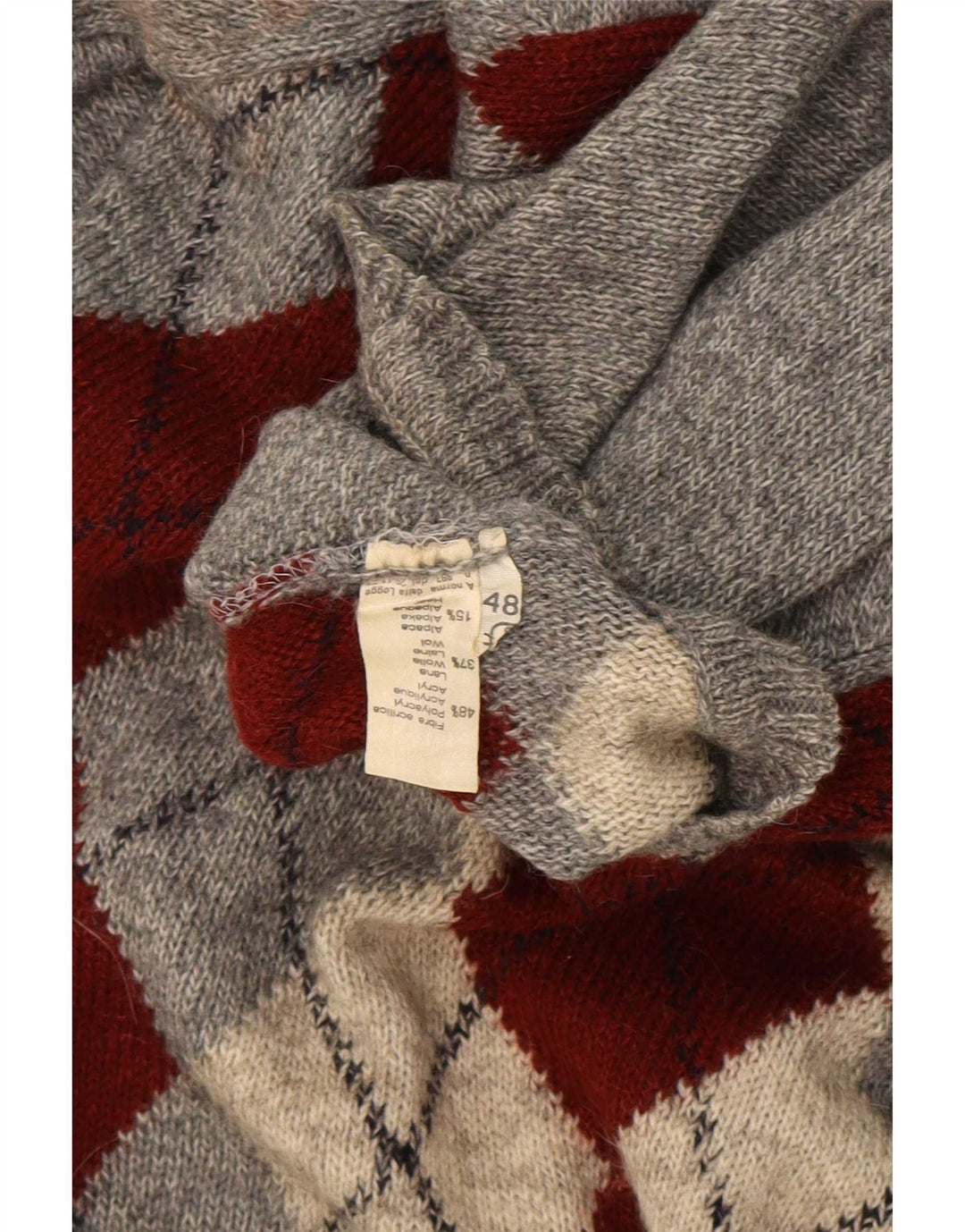Męski sweter Rodes z okrągłym dekoltem IT 48 Średni szary Argyle/Diament