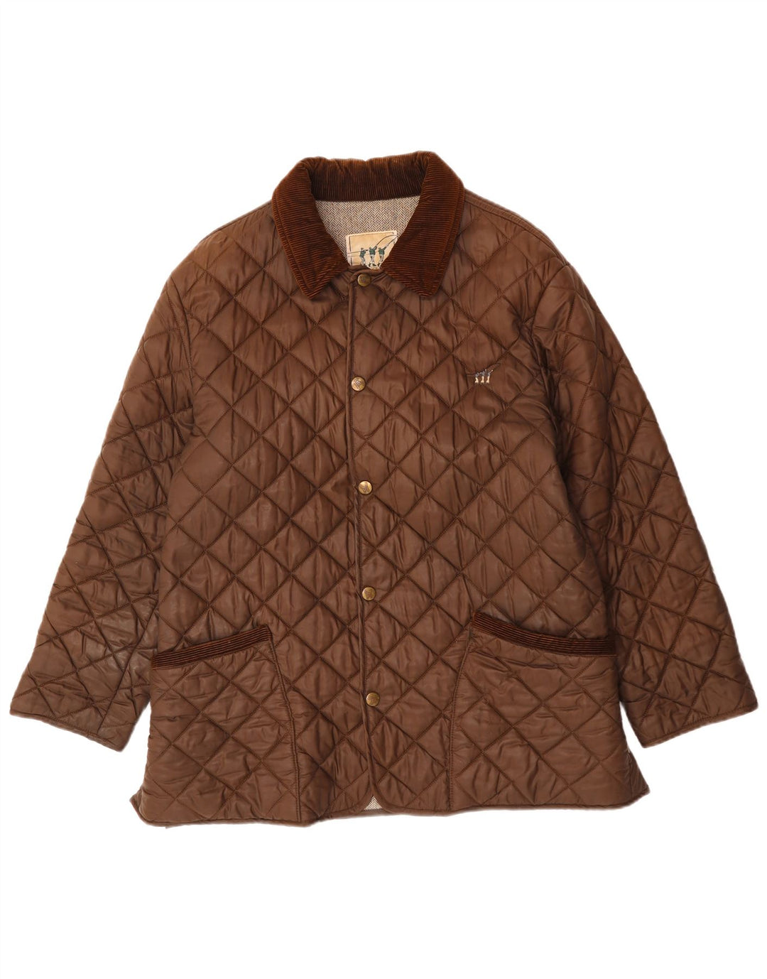 HENRY COTTONS Męska pikowana kurtka UK 46 3XL Brązowy nylon