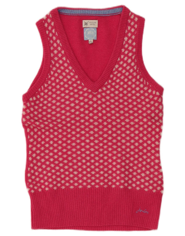 Damski podkoszulek bez rękawów Joules UK 8, mały, różowy, z owczej wełny w kwiaty