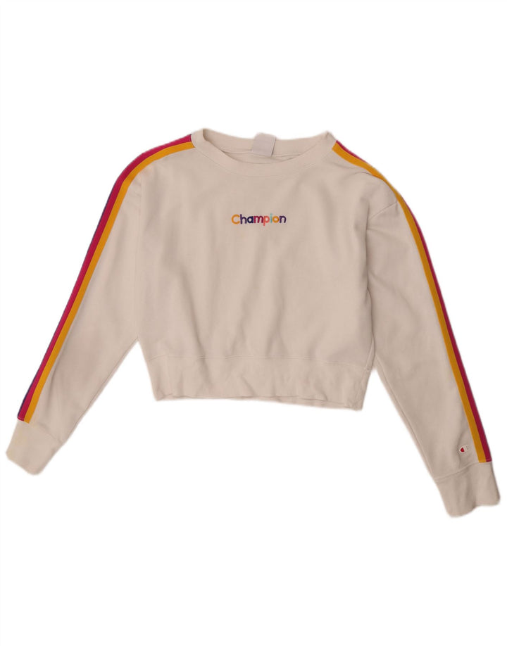 Damska bluza Champion Crop Sweatshirt UK 14 Średnia złamana biała bawełna