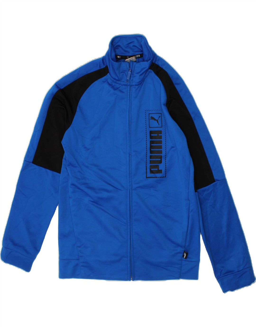 PUMA Boys Graphic Tracksuit Top Jacket 11-12 Years  Blue Colourblock Vintage Puma and Second-Hand Puma from Messina Hembry 