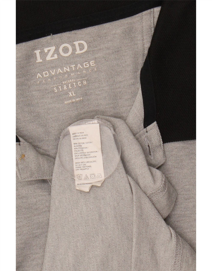 Męska koszulka polo Izod XL, szara, bawełniana z blokami kolorów