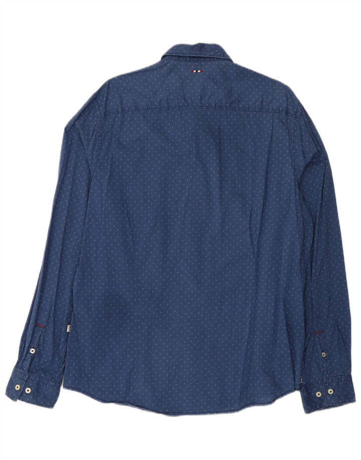 Koszula męska Napapijri w abstrakcyjny wzór, 2XL, niebieska, bawełniana