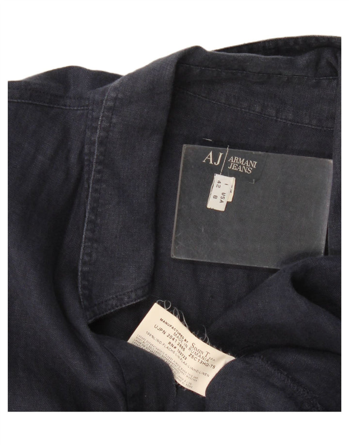 Damska koszula pulowerowa Armani Jeans IT 42 Średni granatowy lniany