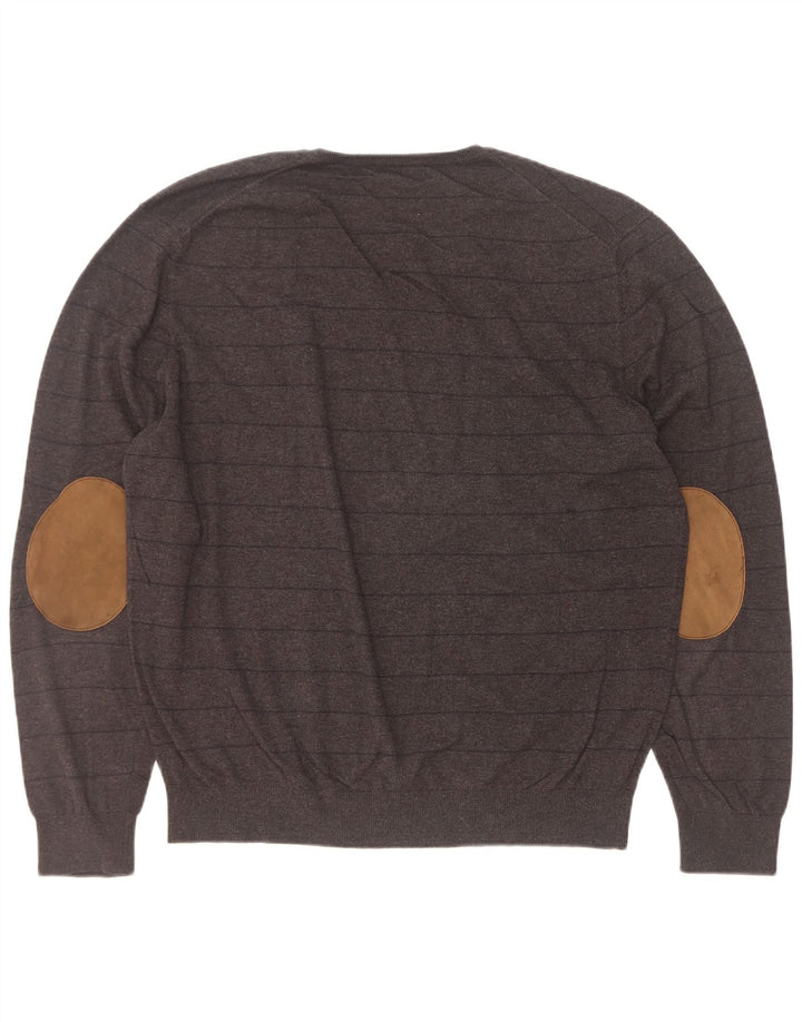 Męski sweter Massimo Dutti z dekoltem w kształcie litery V, 2XL, w czarne paski