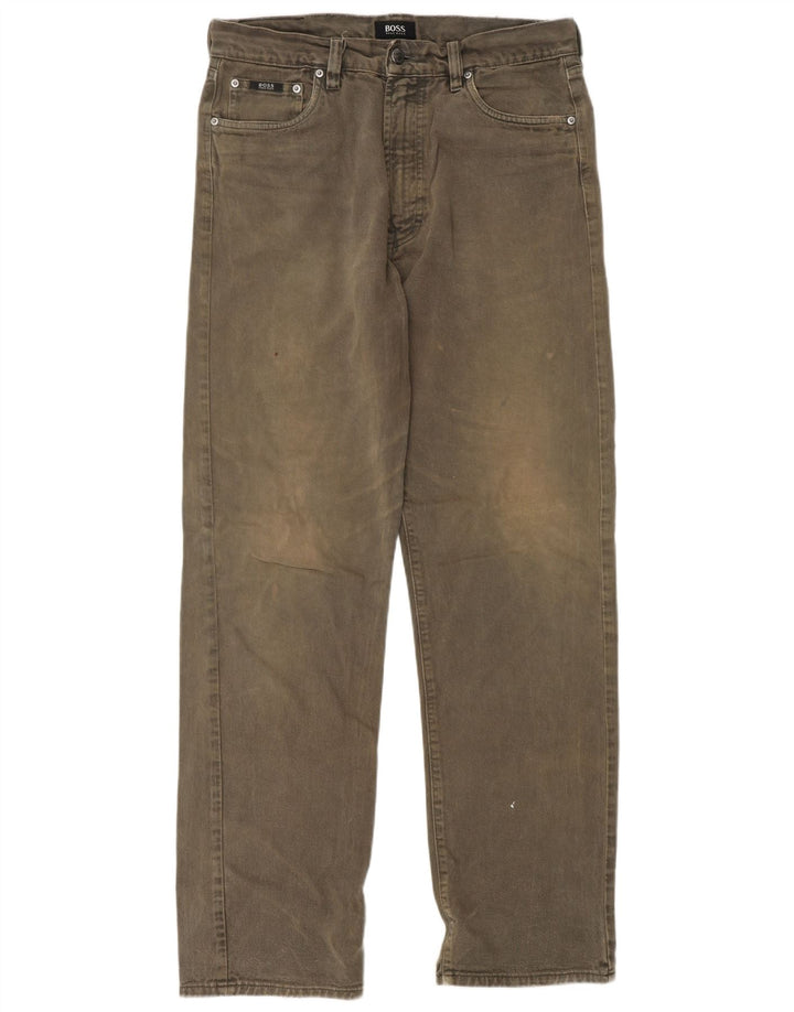 Męskie proste dżinsy HUGO BOSS Arkansas W34 L34 Khaki, bawełna