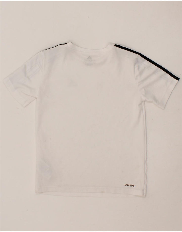 ADIDAS Boys Aeroready T-Shirt Top 9-10 Years White Polyester Vintage Adidas and Second-Hand Adidas from Messina Hembry 