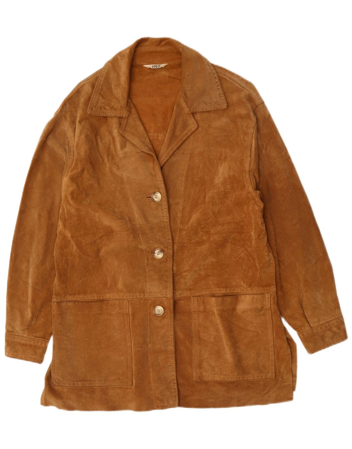 Zamszowa kurtka damska VINTAGE UK 14, duża brązowa