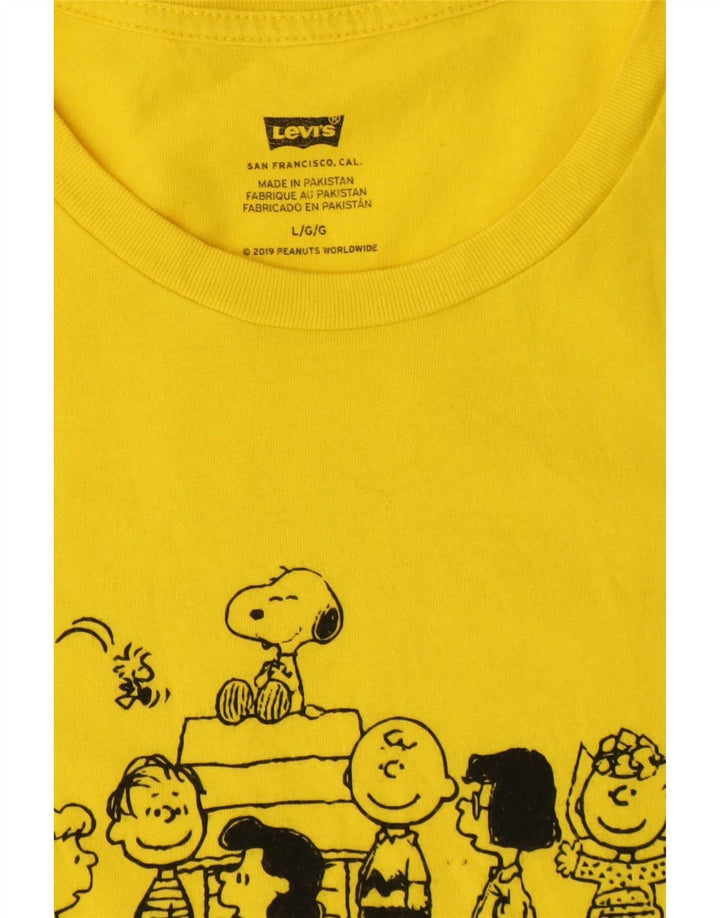 Męski T-shirt z grafiką Levi's Peanuts, duży, żółty, bawełniany