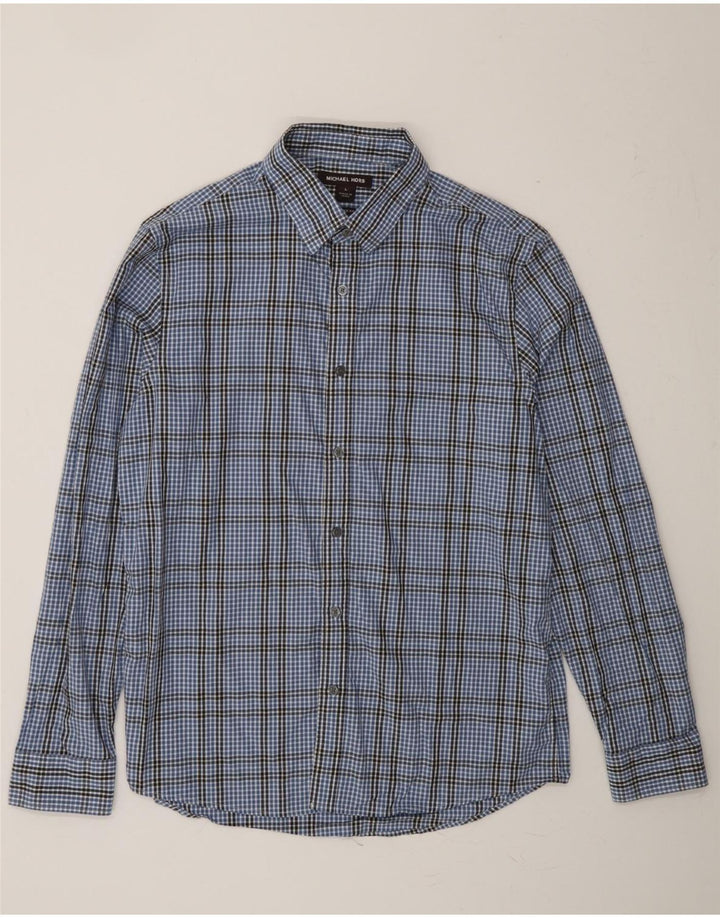 MICHAEL KORS Mens Tailored Fit Shirt Large Blue Check Cotton Vintage Michael Kors and Second-Hand Michael Kors from Messina Hembry 