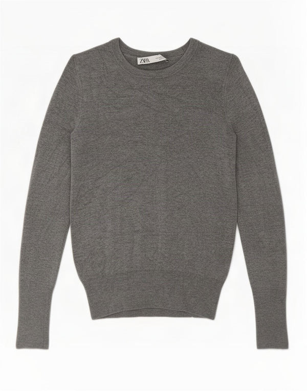 Damski sweter Zara z dekoltem w łódkę UK 10 Small Szara wiskoza