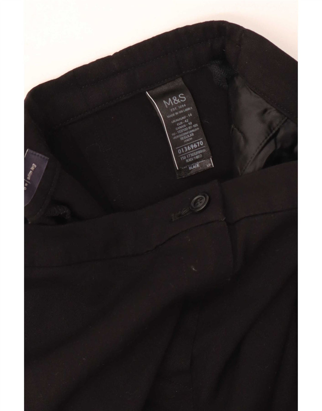 Damskie spodnie codzienne Marks & Spencer UK 14 Large W34 L30 Czarny poliester