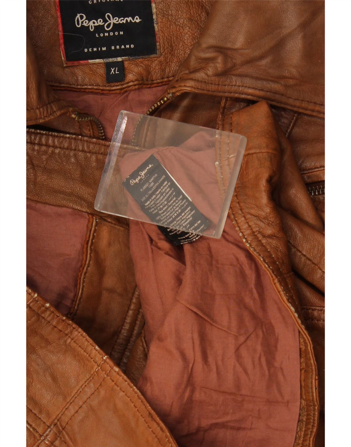 Kurtka damska PEPE Jeans Crop Leather UK 18 XL Brązowa