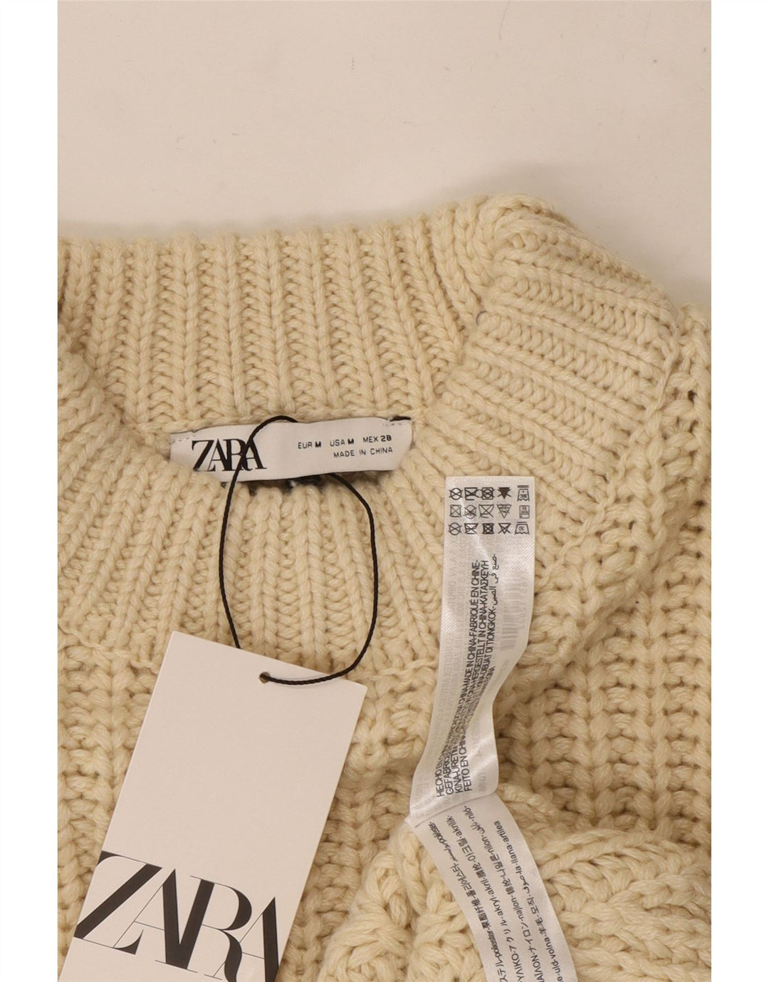 Damski sweter z golfem ZARA UK 14, średni beżowy poliester