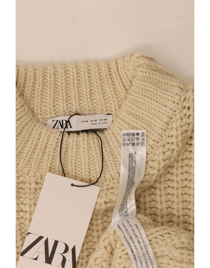 Damski sweter z golfem ZARA UK 14, średni beżowy poliester